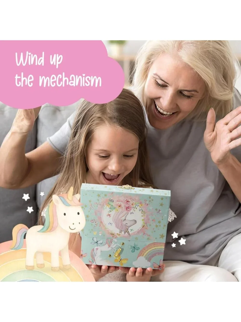 Unicorn Musical Jewelry Box for Kids - Classic Melody, Storage Organizer, MDF